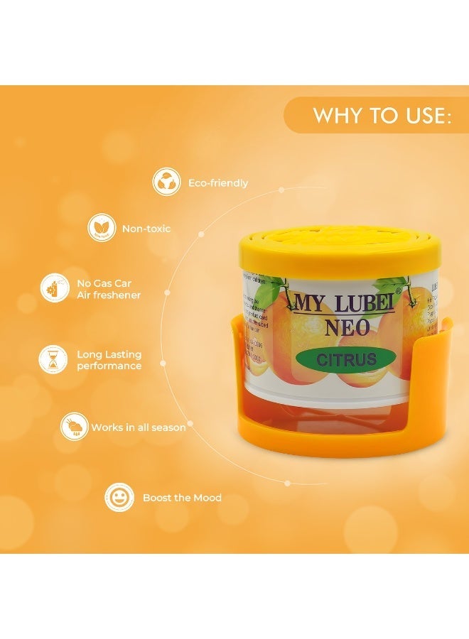 مجموعة مكونة من 3 قطع من معطر الجو الجل MY LUBEI NEO برائحة الحمضيات، رائحة حمضيات طبيعية تدوم طويلاً، معطر جو صلب غير سام وصديق للبيئة للسيارة والمنزل والمكتب وغرفة النوم والحمام، مزيل للروائح الكريهة. - Image 3